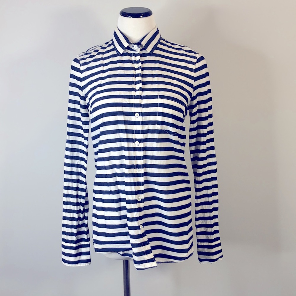 J. Crew navy & white horizontal stripe button down